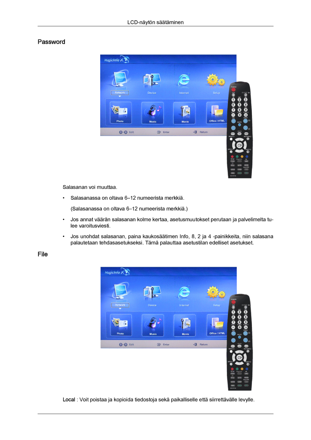 Samsung LH32TCTMBC/EN manual Password, File 