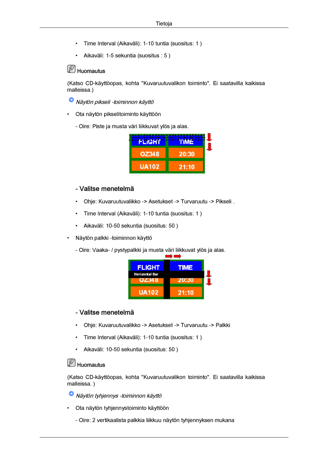 Samsung LH32TCTMBC/EN manual Näytön pikseli -toiminnon käyttö 