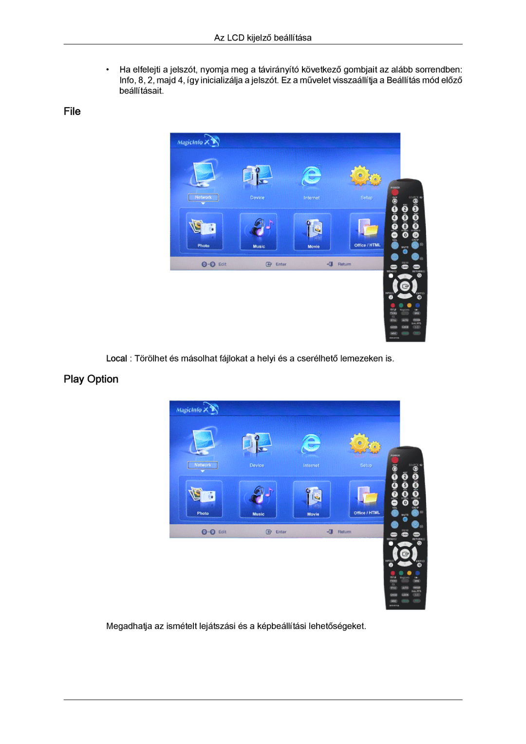 Samsung LH32TCTMBC/EN manual File, Play Option 