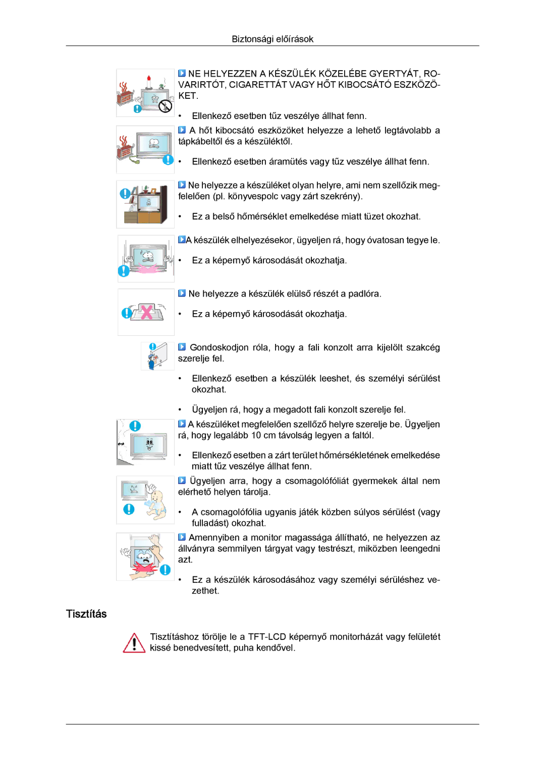 Samsung LH32TCTMBC/EN manual Tisztítás 