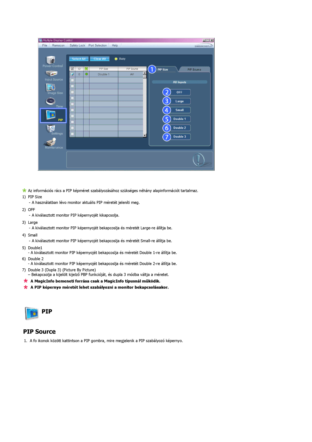 Samsung LH32TCTMBC/EN manual PIP Source 