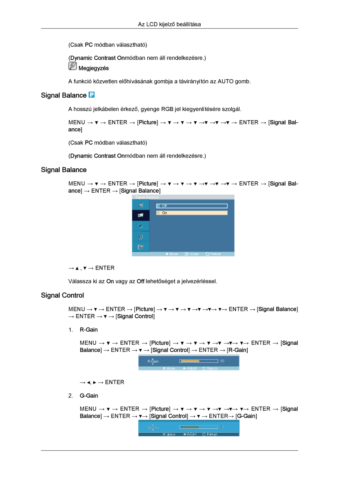 Samsung LH32TCTMBC/EN manual Signal Balance, → Enter → → Signal Control Gain 