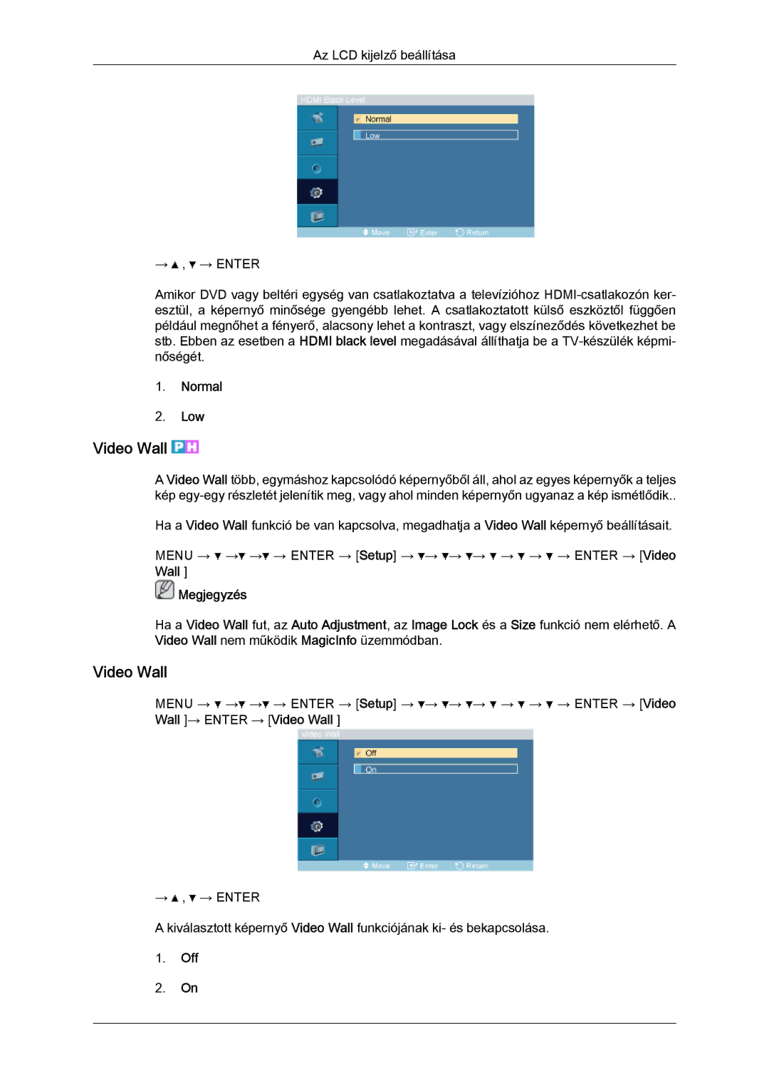 Samsung LH32TCTMBC/EN manual Video Wall, Normal Low 