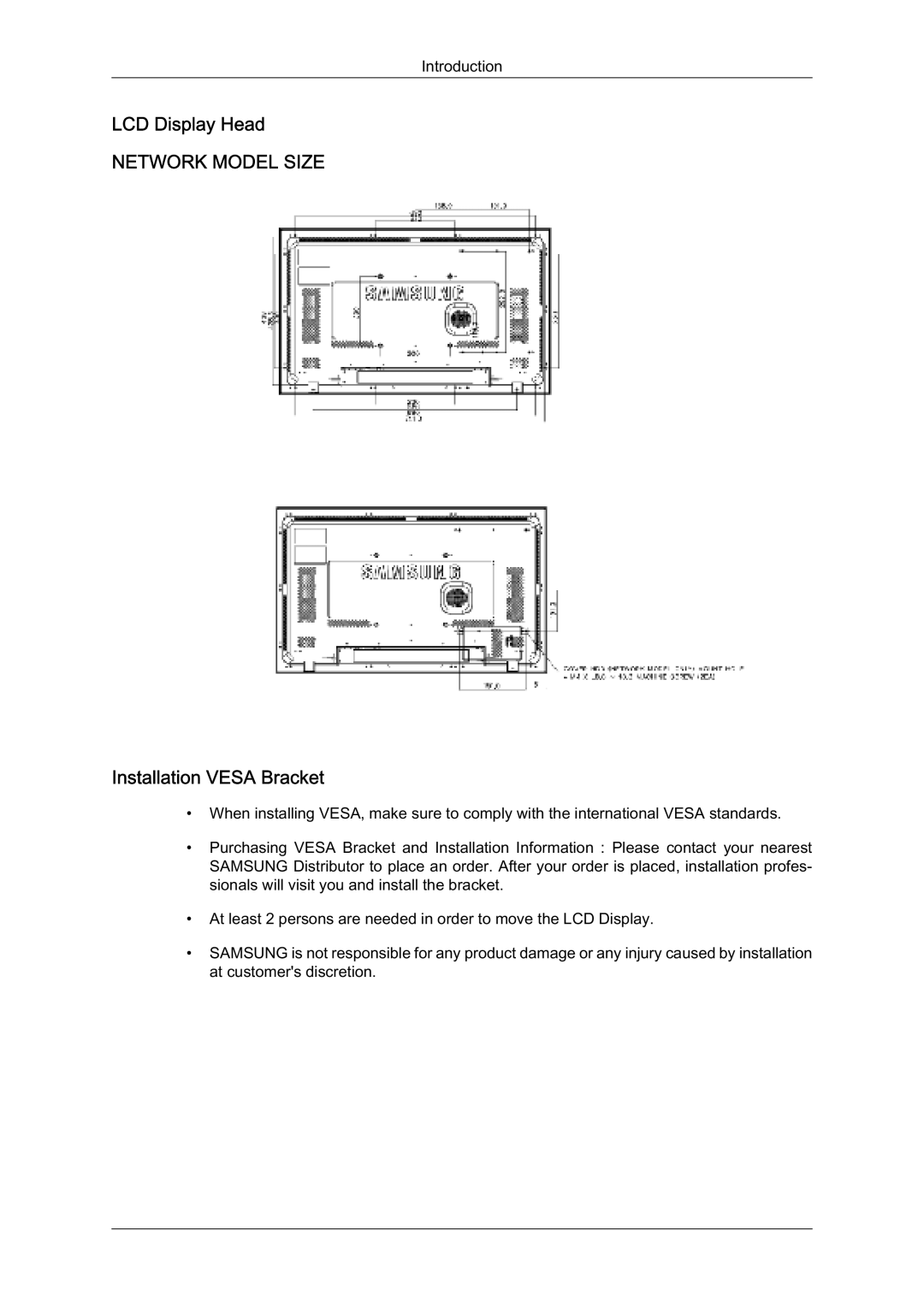 Samsung LH32TCUMBC/EN manual QVWDOODWLRQ96$%UDFNHW 