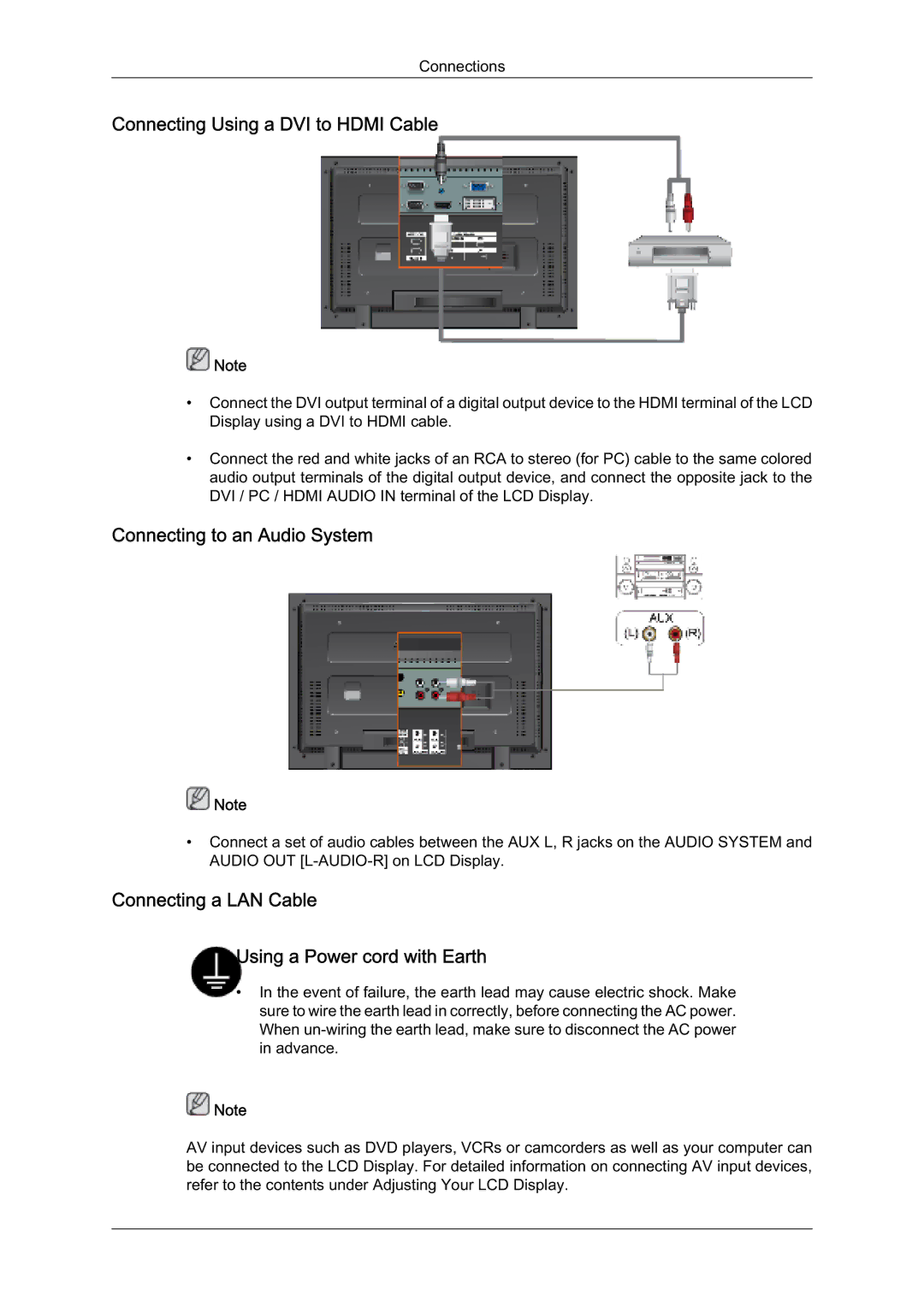 Samsung LH32TCUMBC/EN manual RQQHFWLQJ8VLQJD9,WR+0,&DEOH, RQQHFWLQJWRDQ$XGLR6\VWHP 