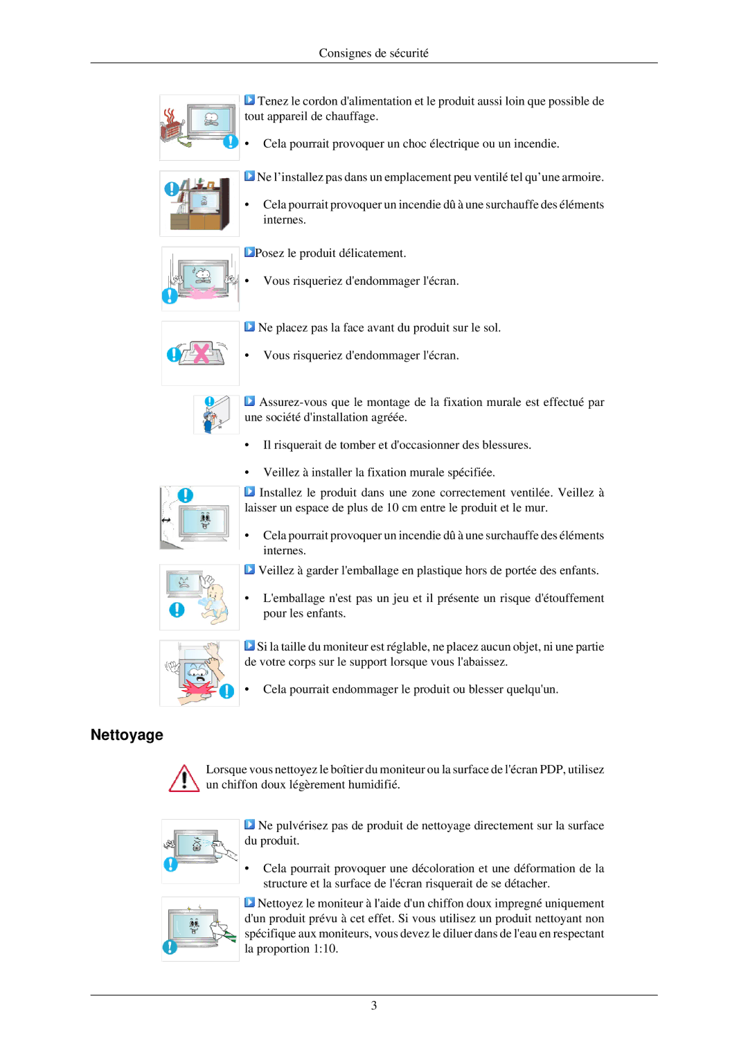 Samsung LH32TCUMBC/EN manual Nettoyage 