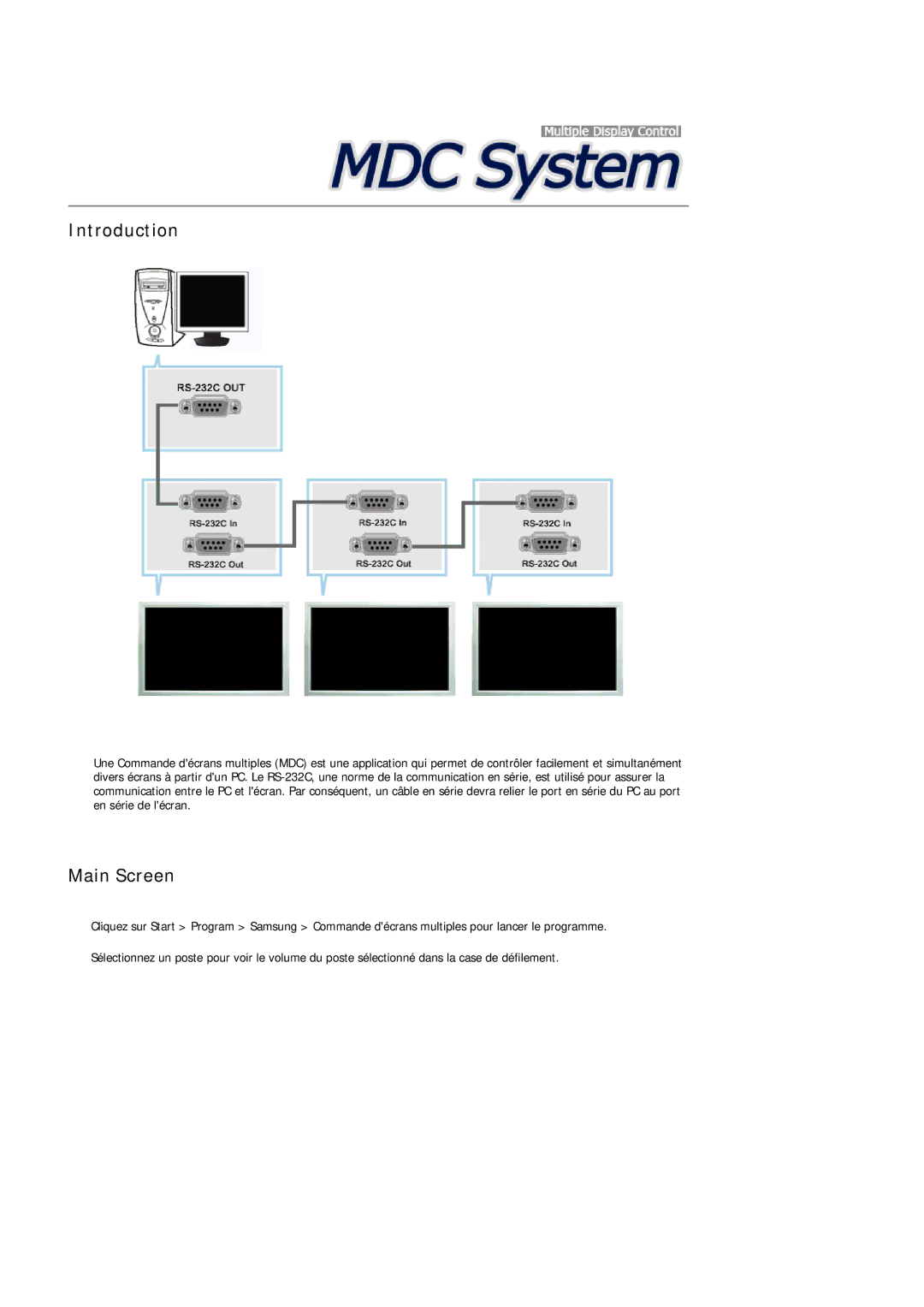 Samsung LH32TCUMBC/EN manual Introduction, Main Screen 