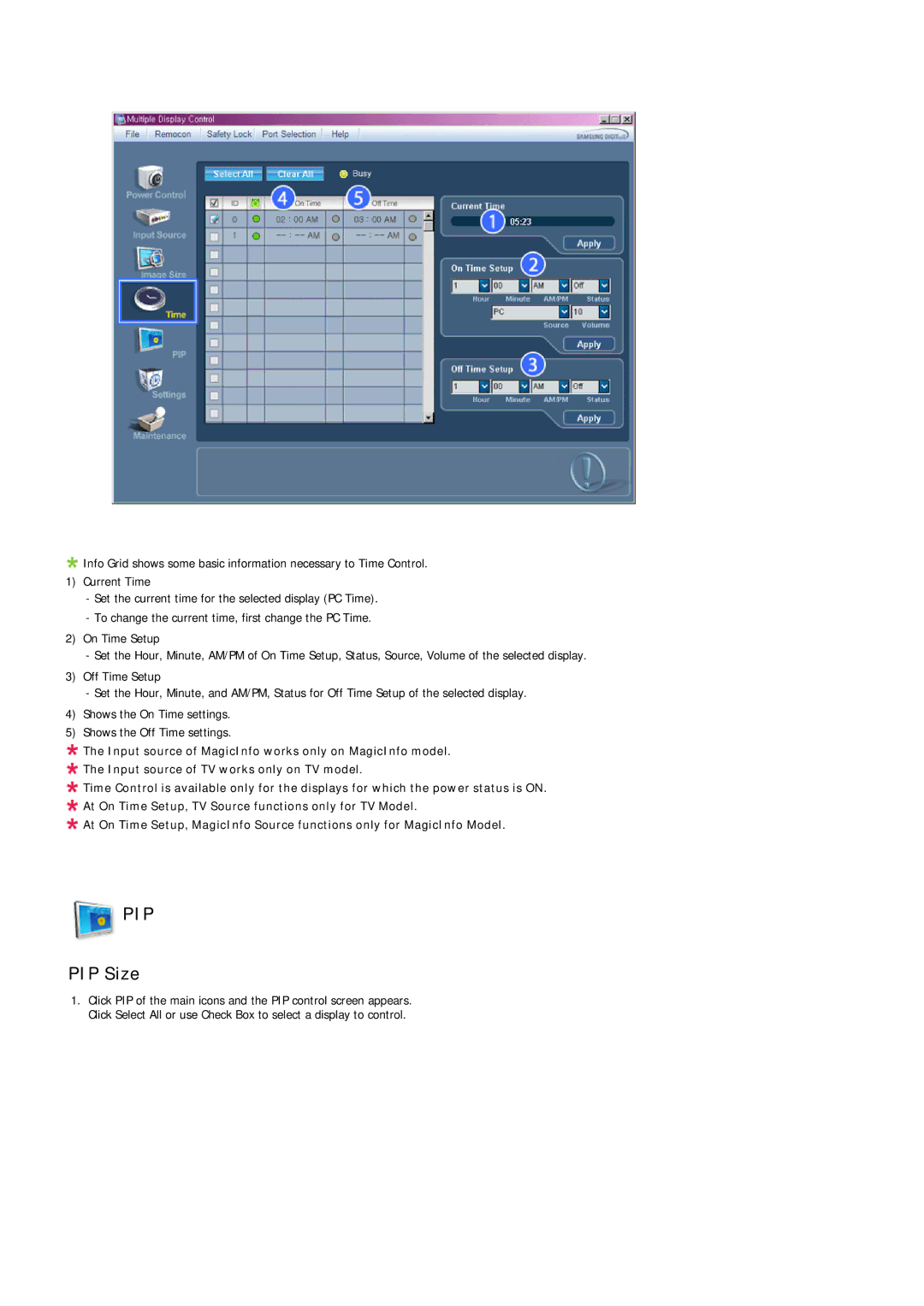 Samsung LH32TCUMBC/EN manual Pip, PIP Size 