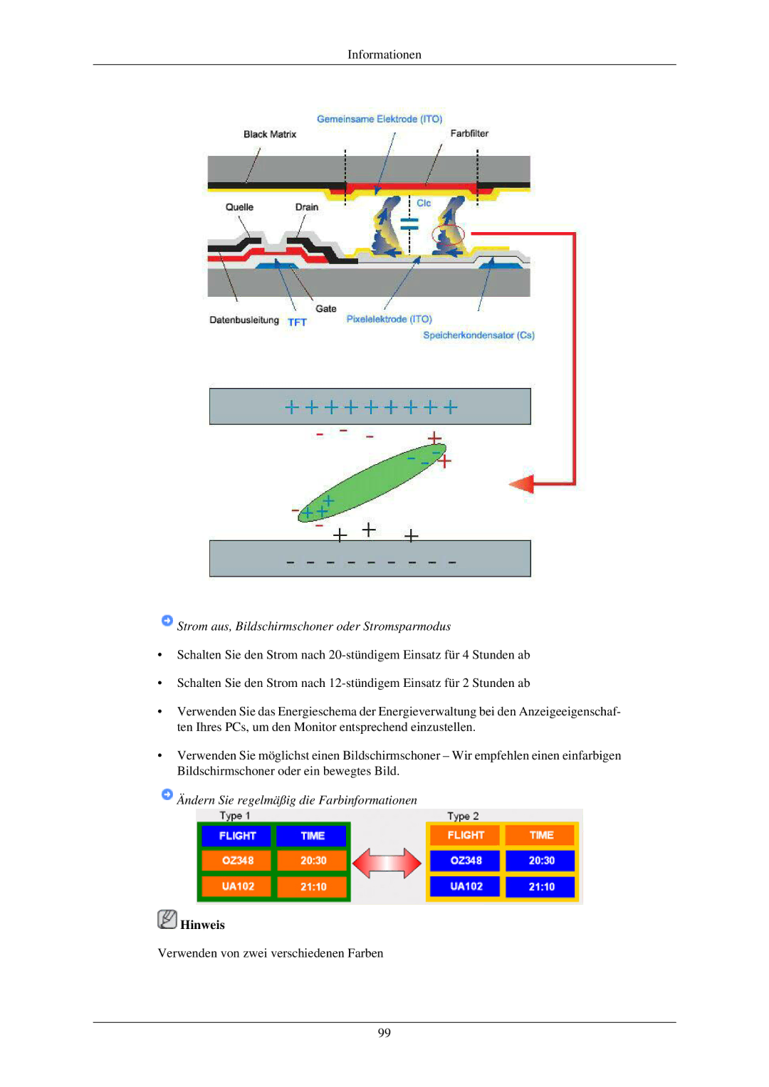 Samsung LH32TCUMBC/EN manual Ändern Sie regelmäßig die Farbinformationen 