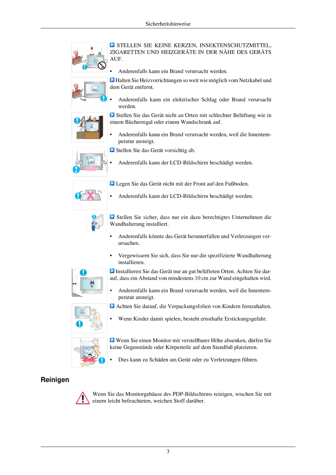 Samsung LH32TCUMBC/EN manual Reinigen 