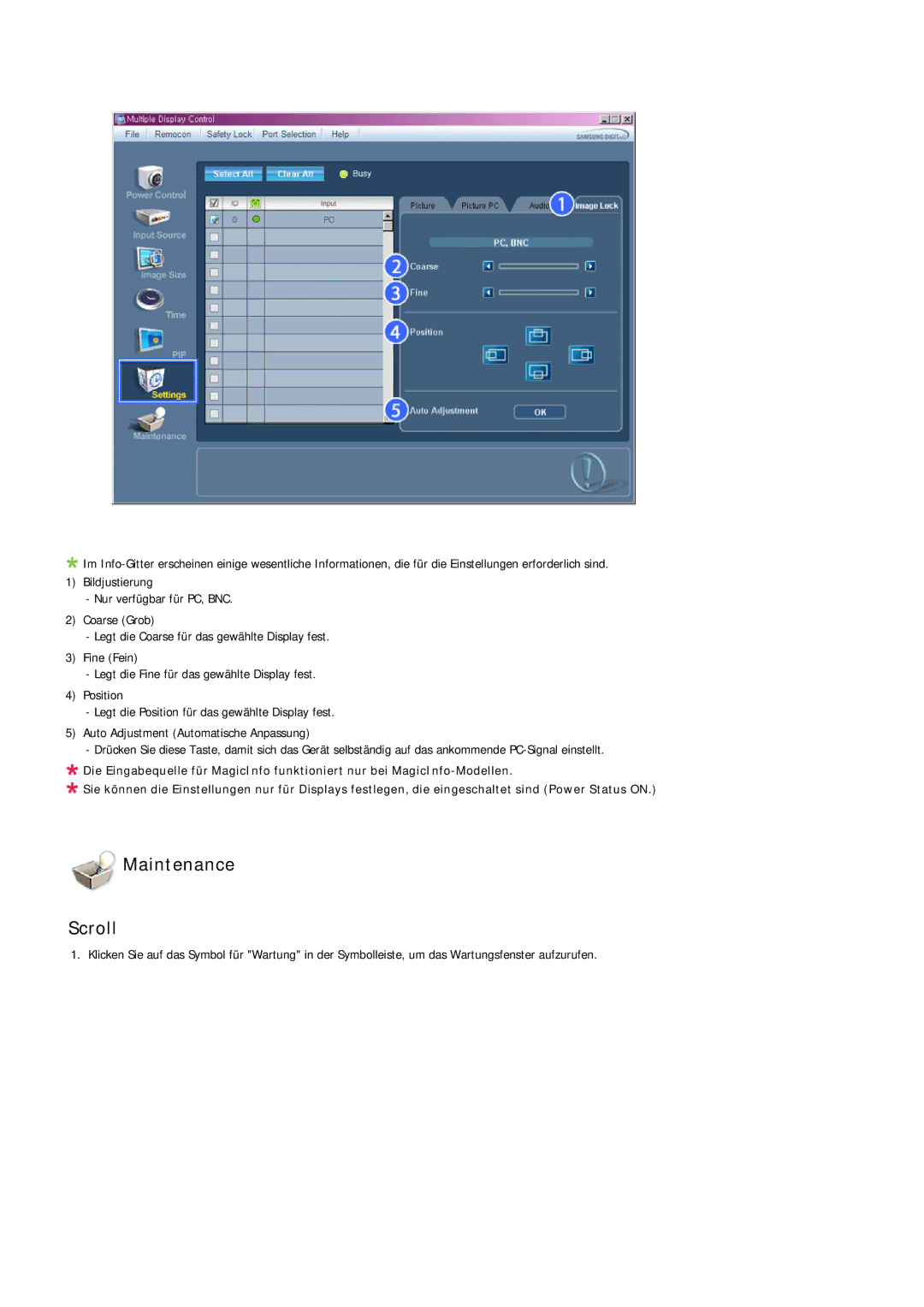 Samsung LH32TCUMBC/EN manual Maintenance Scroll 