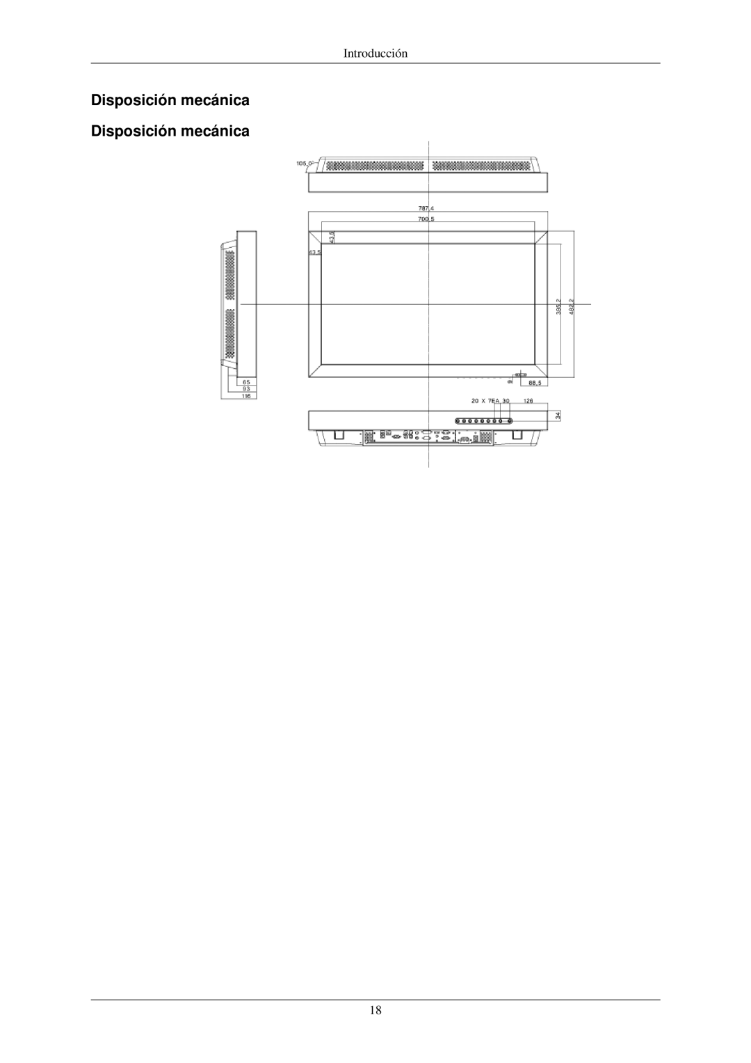 Samsung LH32TCUMBC/EN manual Disposición mecánica 