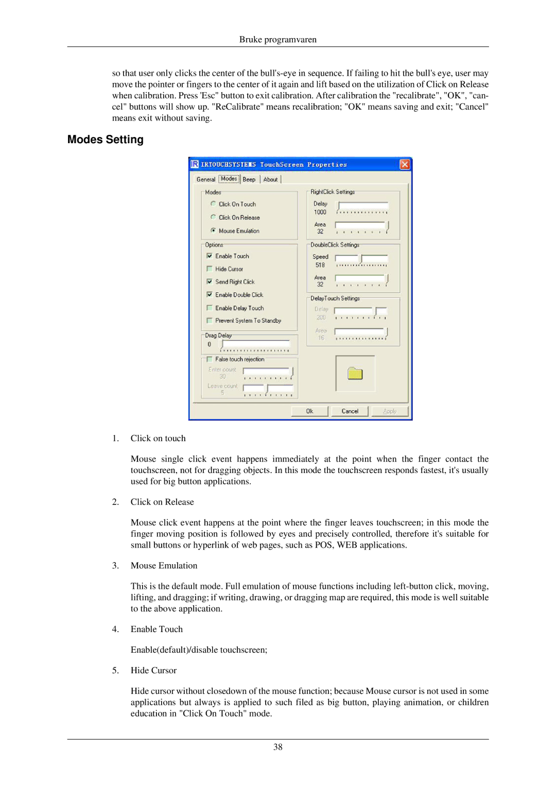 Samsung LH32TCUMBC/EN manual Modes Setting 