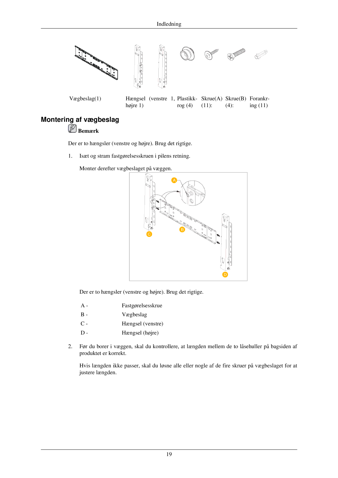 Samsung LH32TCUMBC/EN manual Hængsel højre 