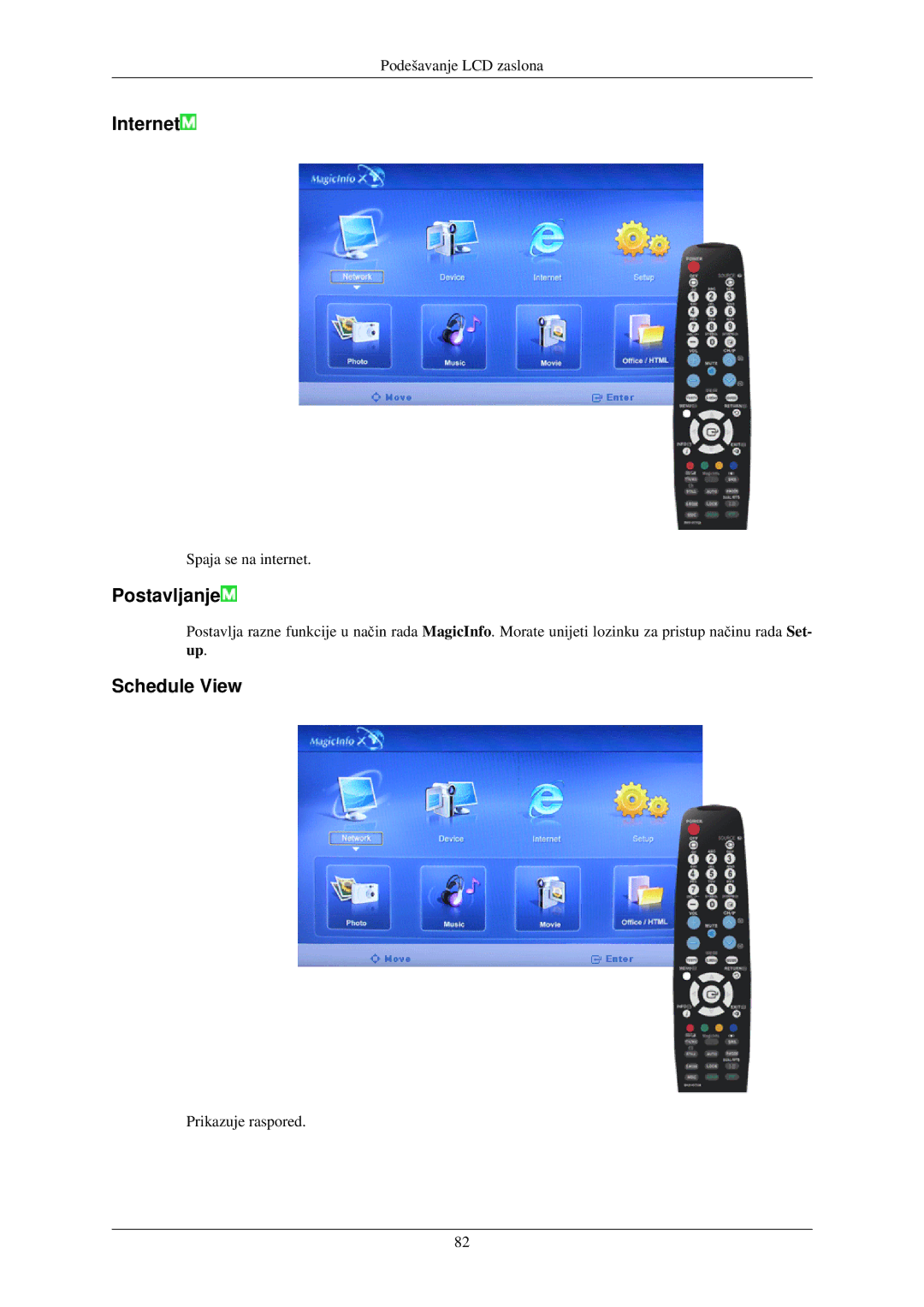 Samsung LH32TCUMBC/EN manual Internet, Postavljanje, Schedule View 