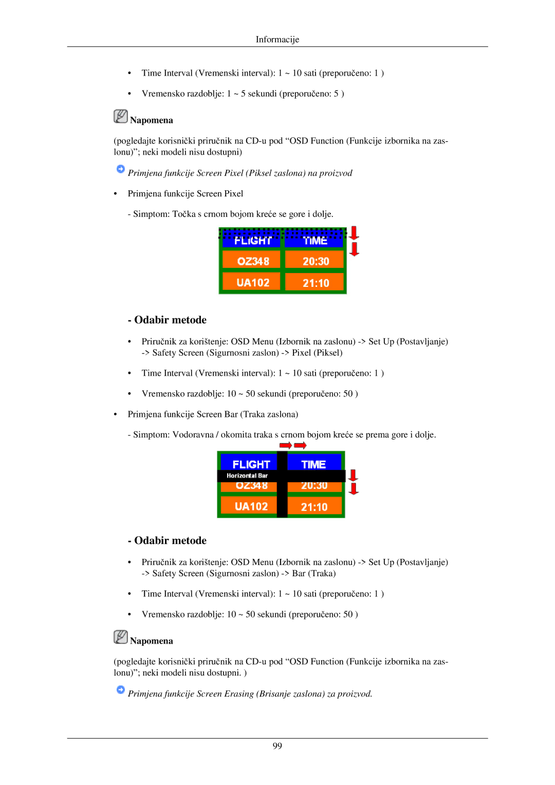 Samsung LH32TCUMBC/EN manual Primjena funkcije Screen Pixel Piksel zaslona na proizvod 