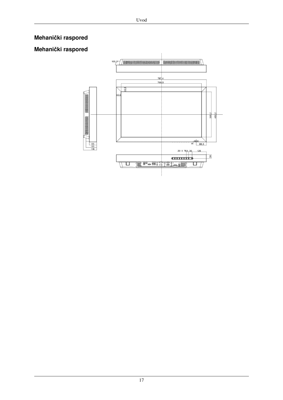 Samsung LH32TCUMBC/EN manual Mehanički raspored 