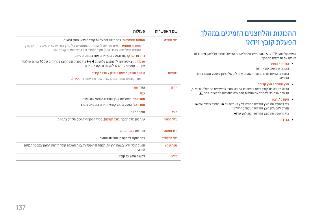 Samsung LH37SHFPLBB/CH manual 137, תולועפ 