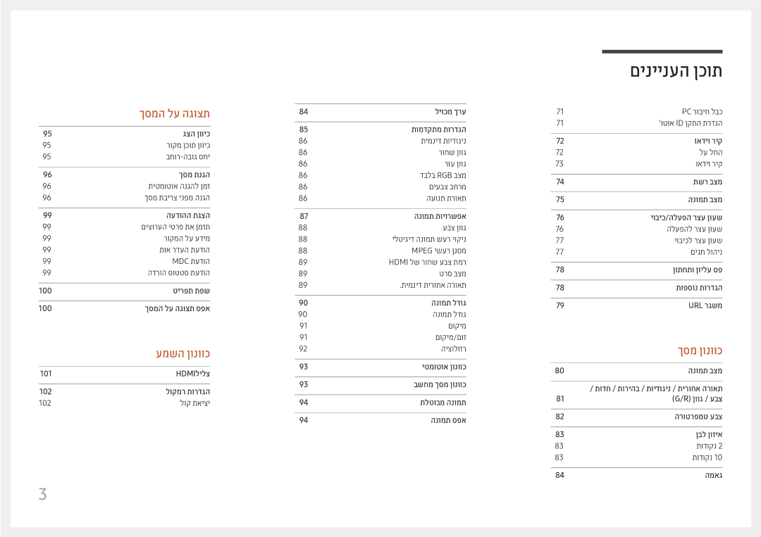 Samsung LH37SHFPLBB/CH manual ךסמה לע הגוצת 