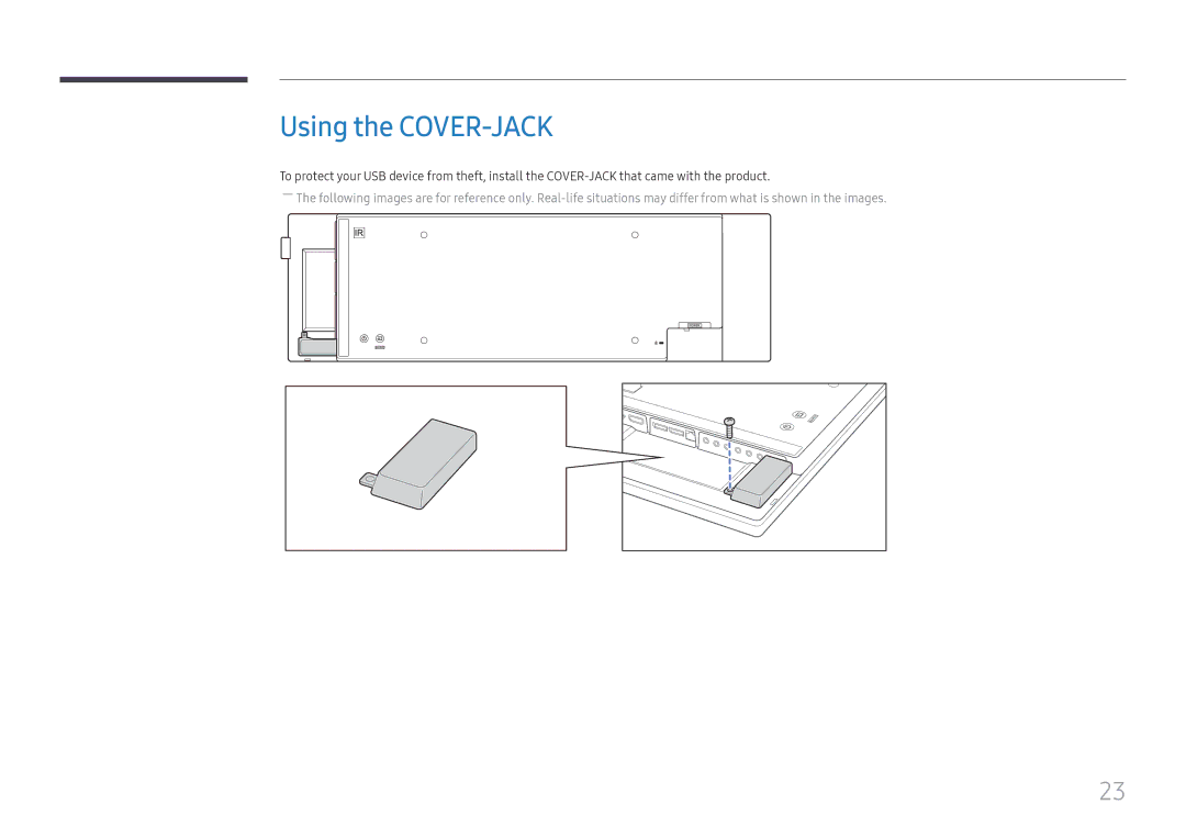 Samsung LH37SHFPLBB/EN manual Using the COVER-JACK 