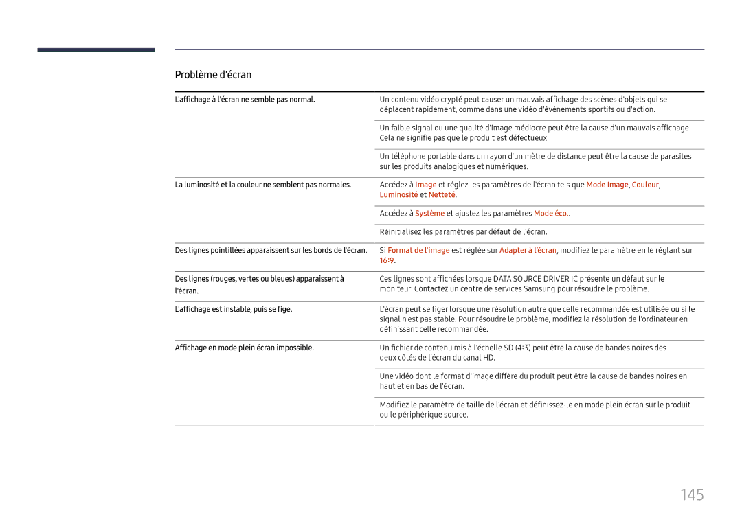 Samsung LH37SHFPLBB/EN manual 145, Luminosité et Netteté, 169 