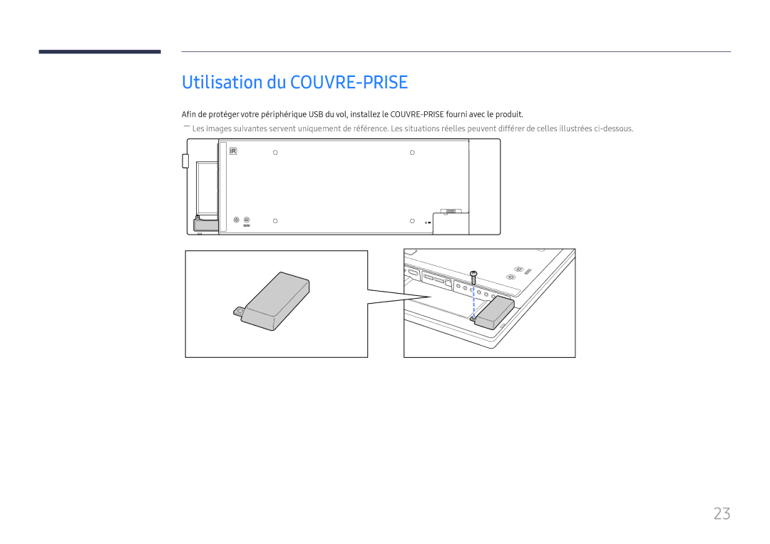 Samsung LH37SHFPLBB/EN manual Utilisation du COUVRE-PRISE 