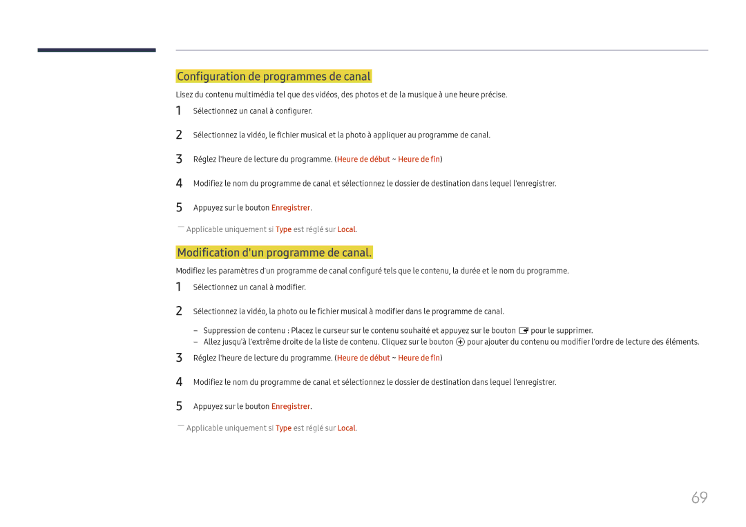 Samsung LH37SHFPLBB/EN manual Configuration de programmes de canal, Modification dun programme de canal 