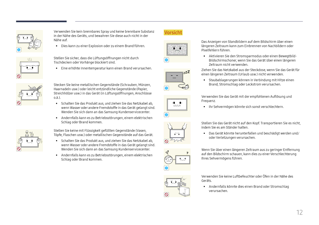 Samsung LH37SHFPLBB/EN manual Stecken Sie keine metallischen Gegenstände Schrauben, Münzen 