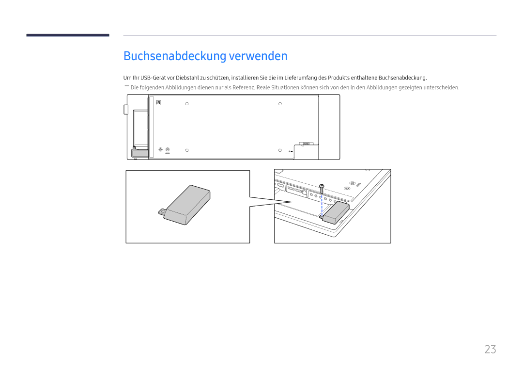 Samsung LH37SHFPLBB/EN manual Buchsenabdeckung verwenden 