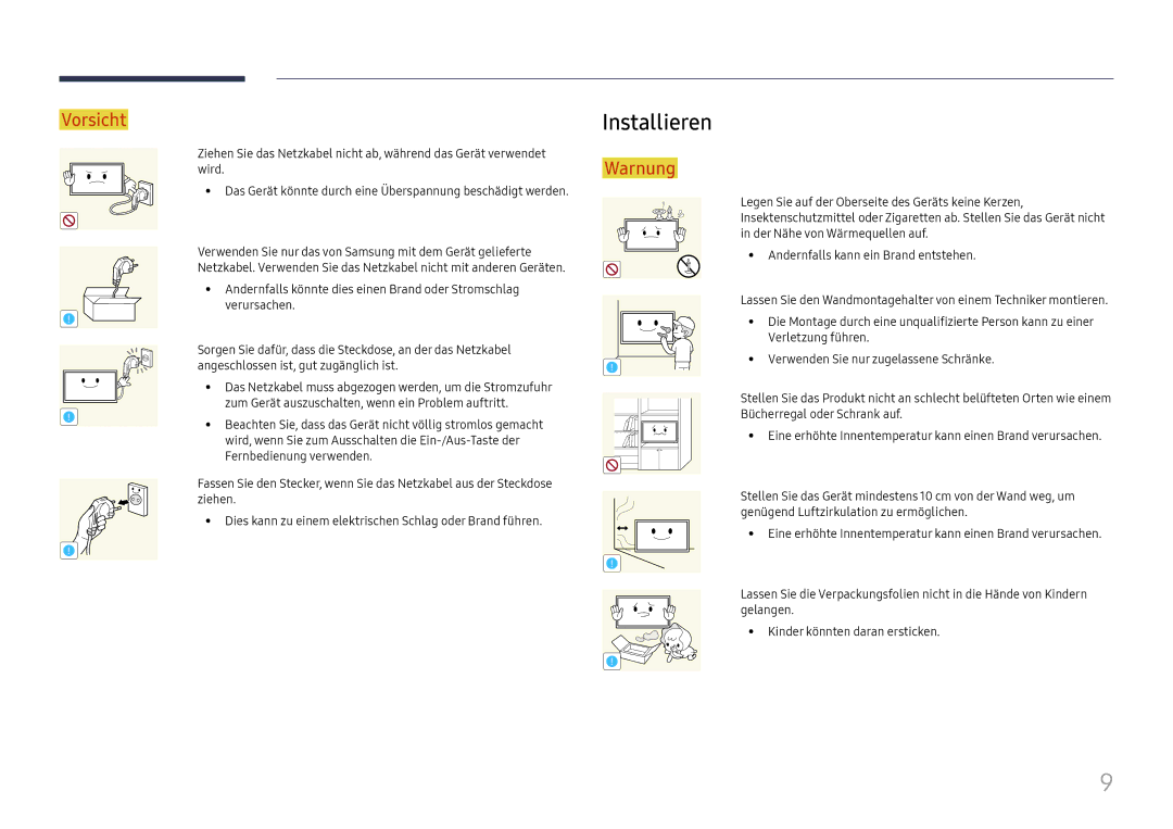 Samsung LH37SHFPLBB/EN manual Installieren 