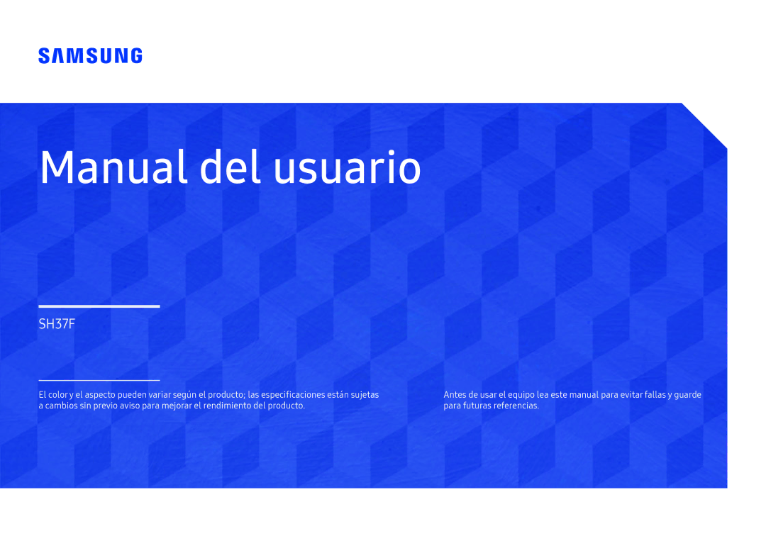 Samsung LH37SHFPLBB/EN manual Manual del usuario 