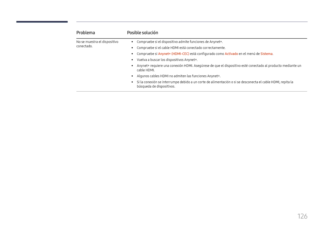 Samsung LH37SHFPLBB/EN manual 126, Problema 