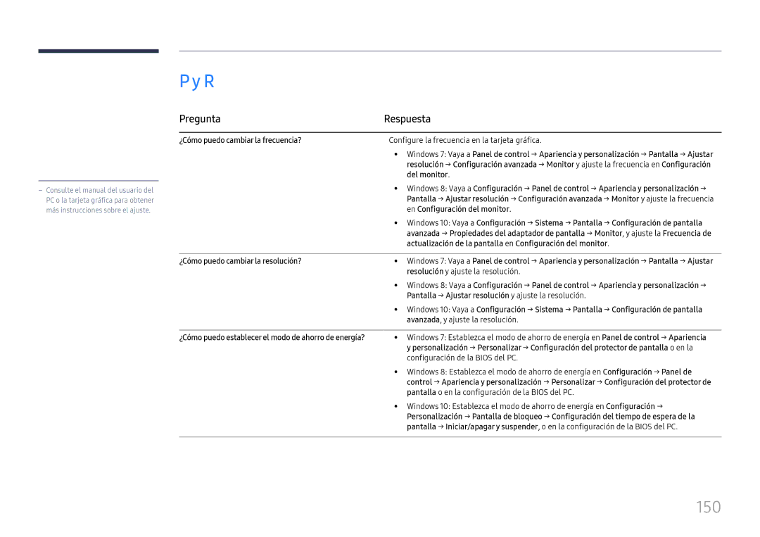 Samsung LH37SHFPLBB/EN manual 150, Pregunta Respuesta 