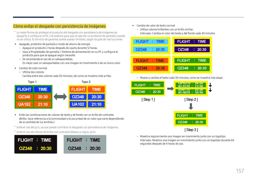 Samsung LH37SHFPLBB/EN manual 157, Cómo evitar el desgaste con persistencia de imágenes 