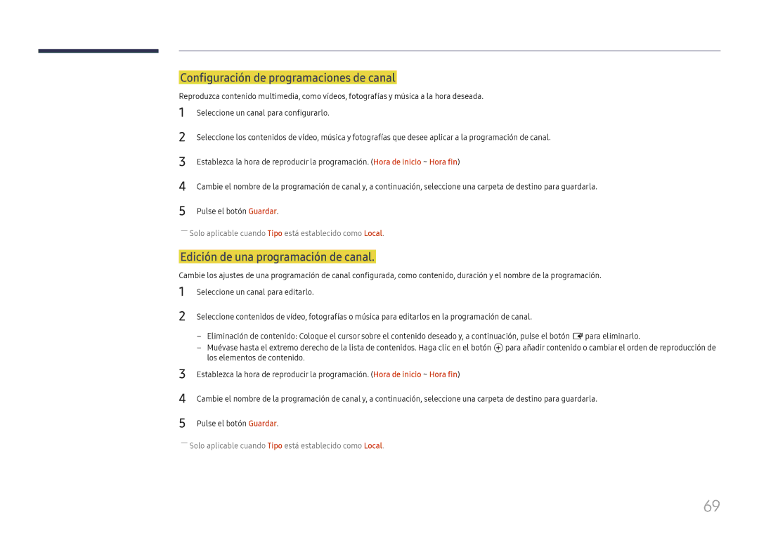 Samsung LH37SHFPLBB/EN manual Configuración de programaciones de canal, Edición de una programación de canal 