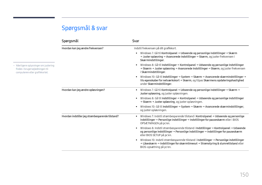 Samsung LH37SHFPLBB/EN manual Spørgsmål & svar, 150, Spørgsmål Svar 