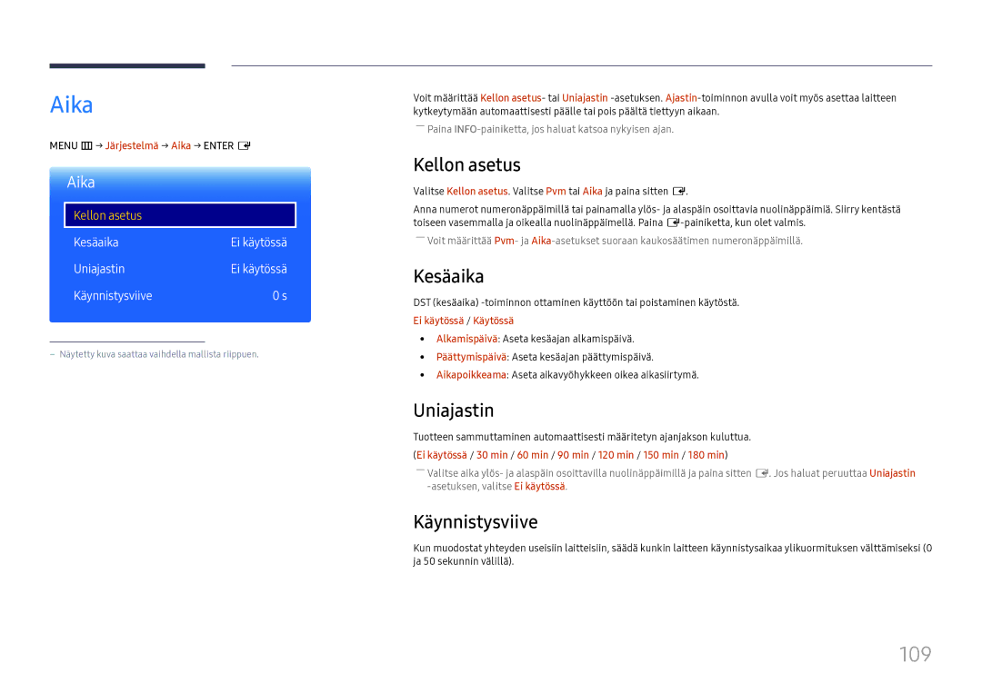 Samsung LH37SHFPLBB/EN manual Aika, 109 