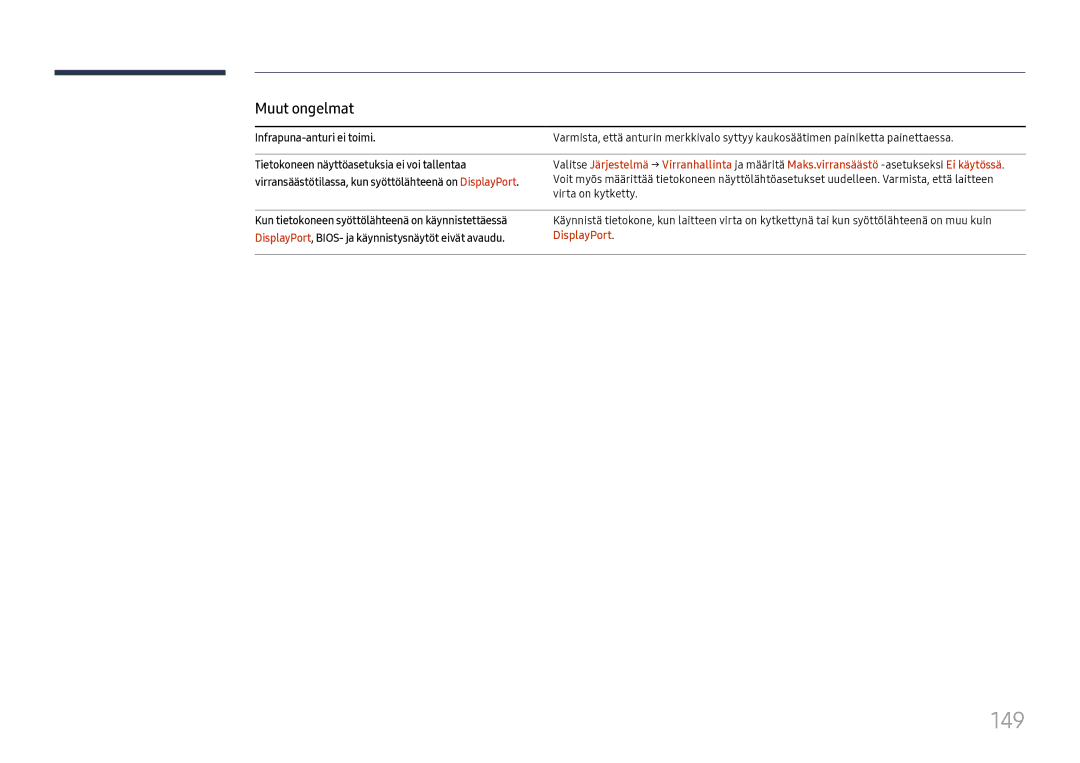 Samsung LH37SHFPLBB/EN manual 149, DisplayPort 