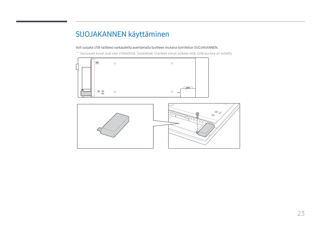 Samsung LH37SHFPLBB/EN manual Suojakannen käyttäminen 