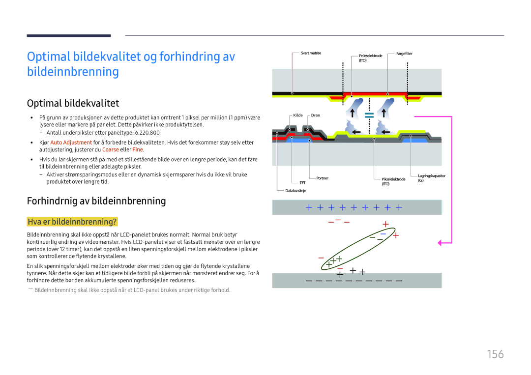 Samsung LH37SHFPLBB/EN Optimal bildekvalitet og forhindring av bildeinnbrenning, 156, Forhindrnig av bildeinnbrenning 