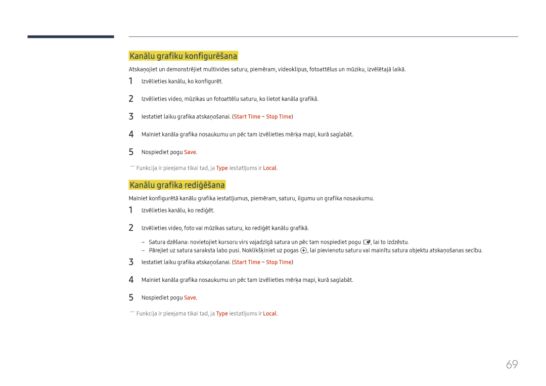 Samsung LH37SHFPLBB/EN manual Kanālu grafiku konfigurēšana, Kanālu grafika rediģēšana 