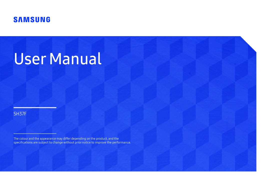 Samsung LH37SHFPLBB/NG, LH37SHFPLBB/UE, LH37SHFPLBB/CH manual SH37F 