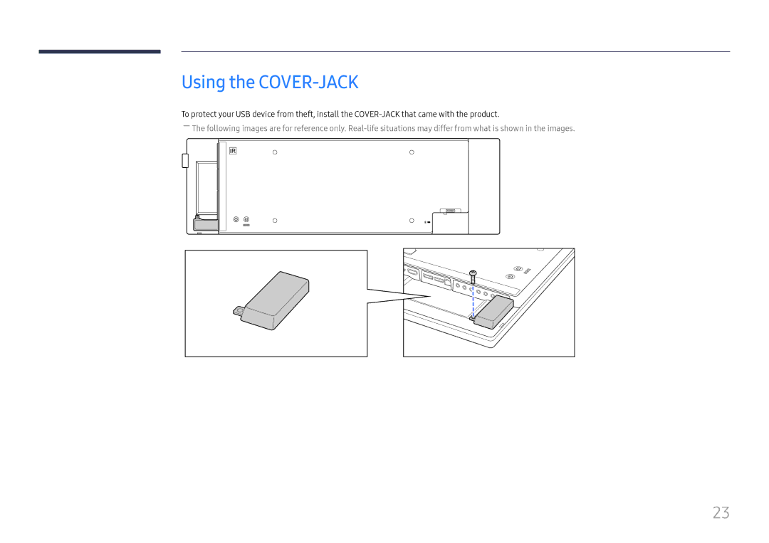 Samsung LH37SHFPLBB/CH, LH37SHFPLBB/UE, LH37SHFPLBB/NG manual Using the COVER-JACK 