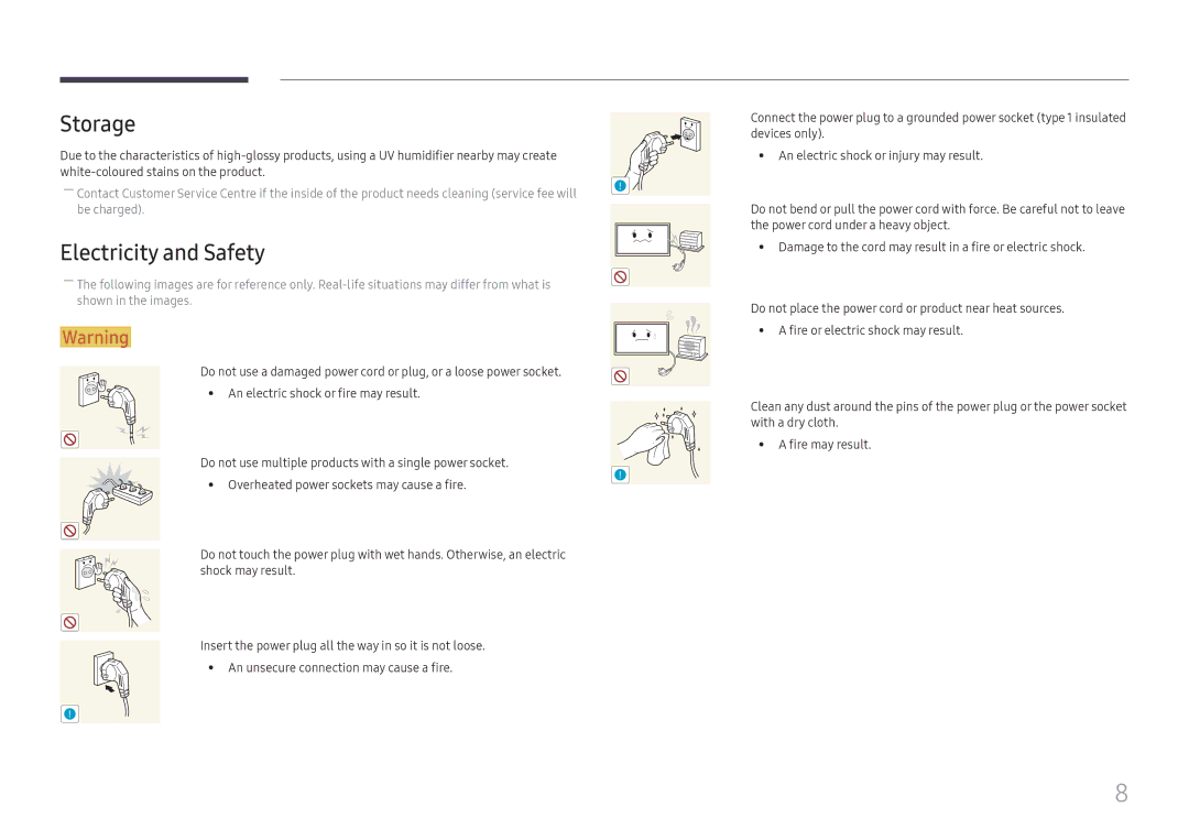 Samsung LH37SHFPLBB/CH, LH37SHFPLBB/UE, LH37SHFPLBB/NG manual Storage, Electricity and Safety 