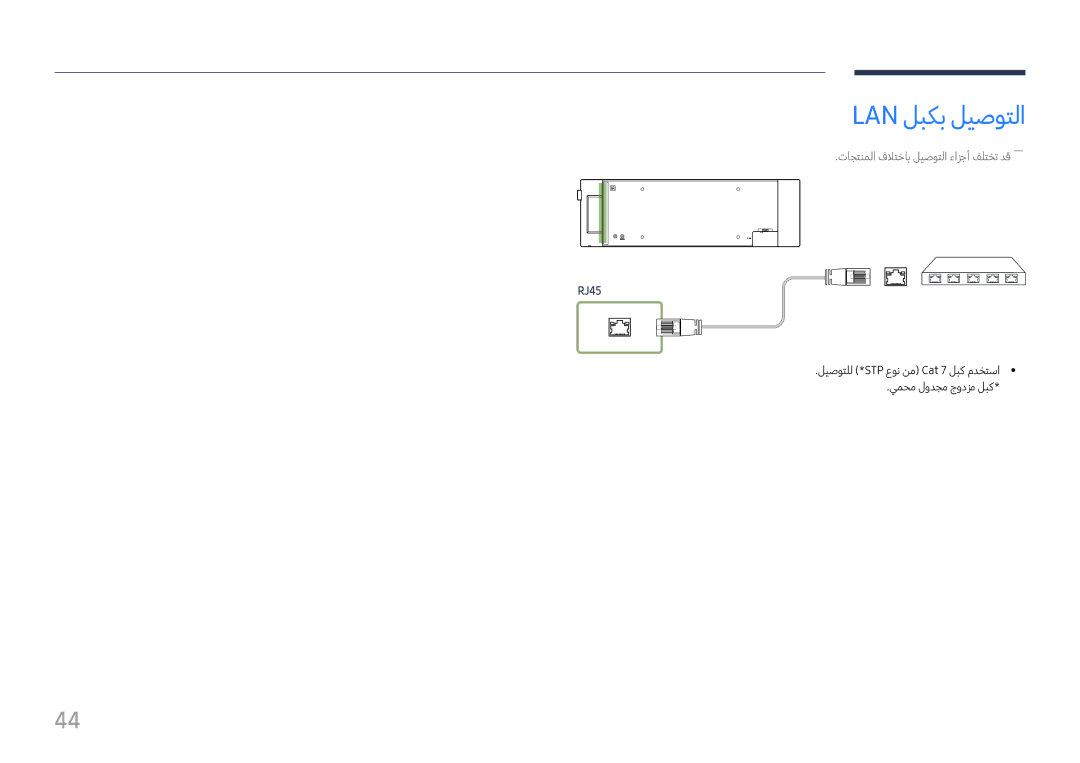 Samsung LH37SHFPLBB/UE, LH37SHFPLBB/NG manual Lan لبكب ليصوتلا, RJ45 