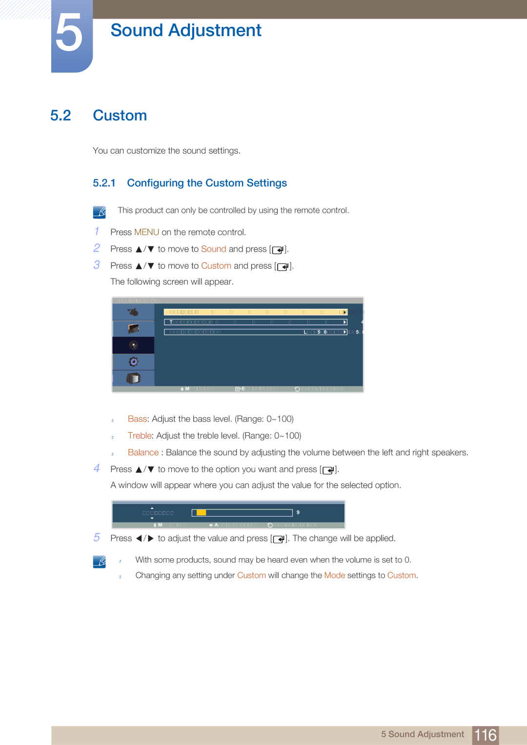 Samsung LH40ARPLBC/EN, LH40ARPLBC/XY manual You can customize the sound settings 