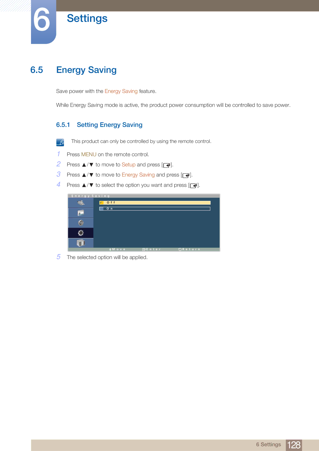 Samsung LH40ARPLBC/EN, LH40ARPLBC/XY manual Setting Energy Saving 