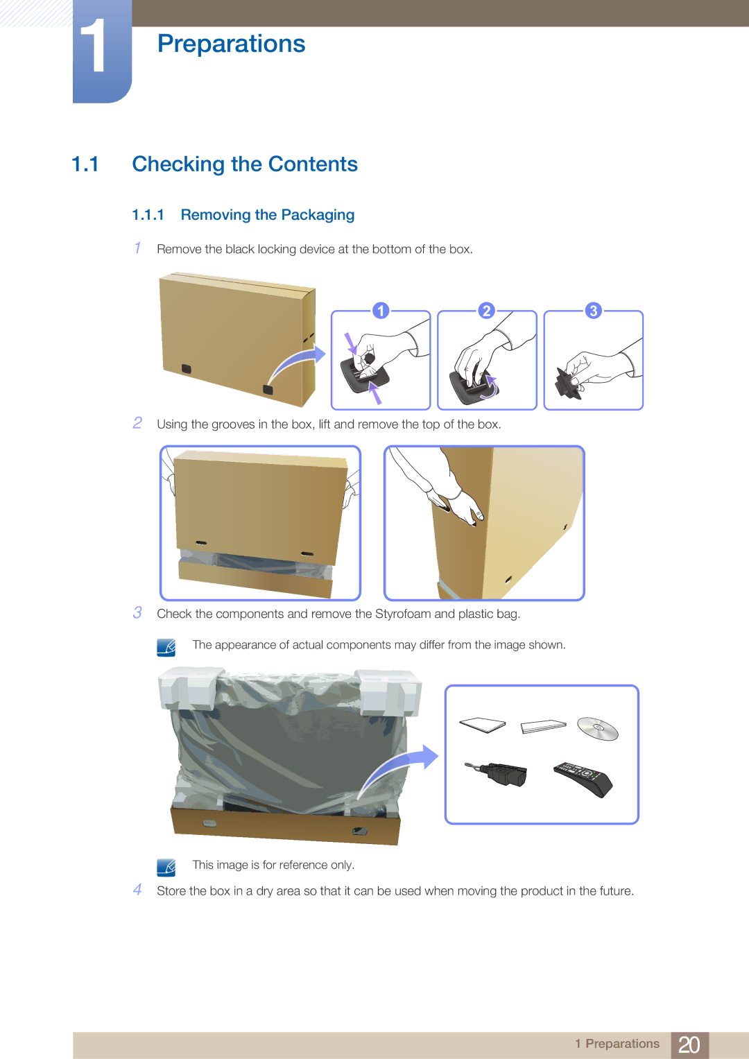 Samsung LH40ARPLBC/EN, LH40ARPLBC/XY manual Preparations, Checking the Contents 