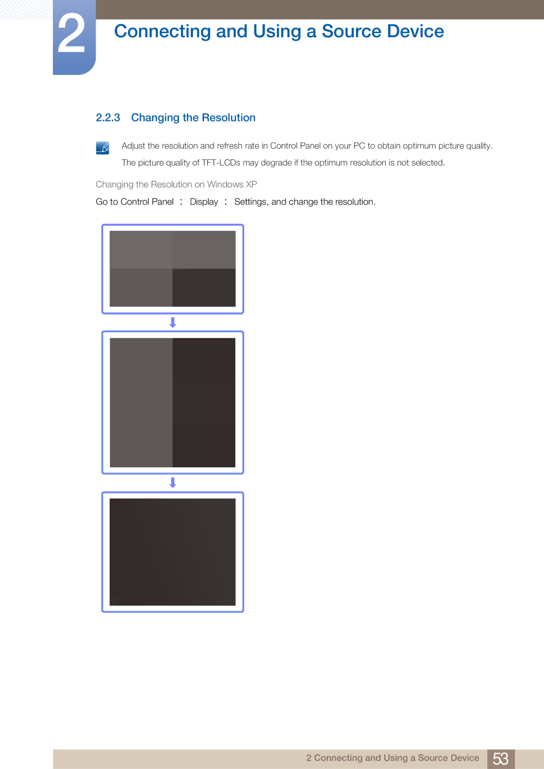 Samsung LH40ARPLBC/XY, LH40ARPLBC/EN manual Changing the Resolution on Windows XP 