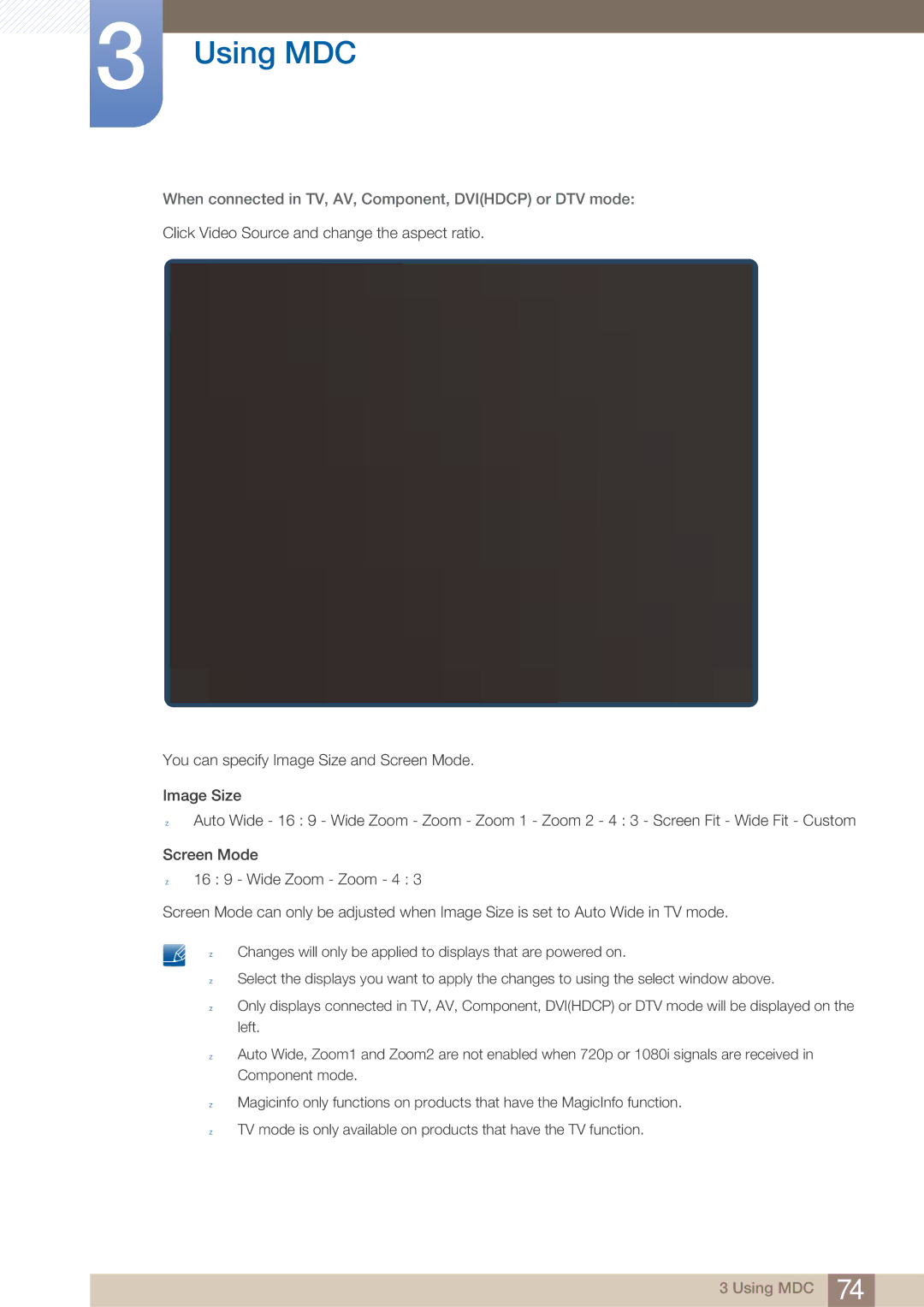 Samsung LH40ARPLBC/EN, LH40ARPLBC/XY manual When connected in TV, AV, Component, Dvihdcp or DTV mode 